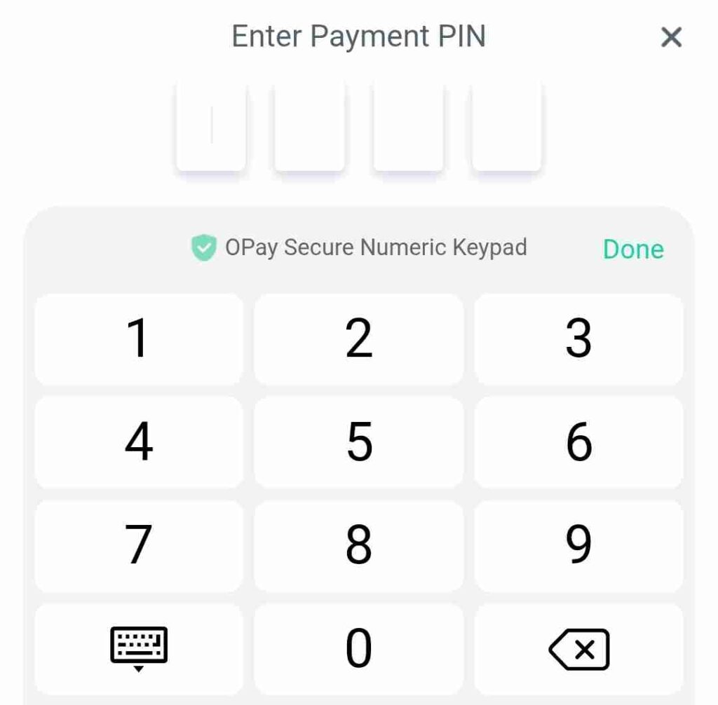 OPay transaction PIN confirmation screen for Safebox withdrawal request