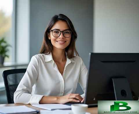 Office administrator Sarah Mitchell working on a laptop after work while building extra income alongside a full-time job in Texas