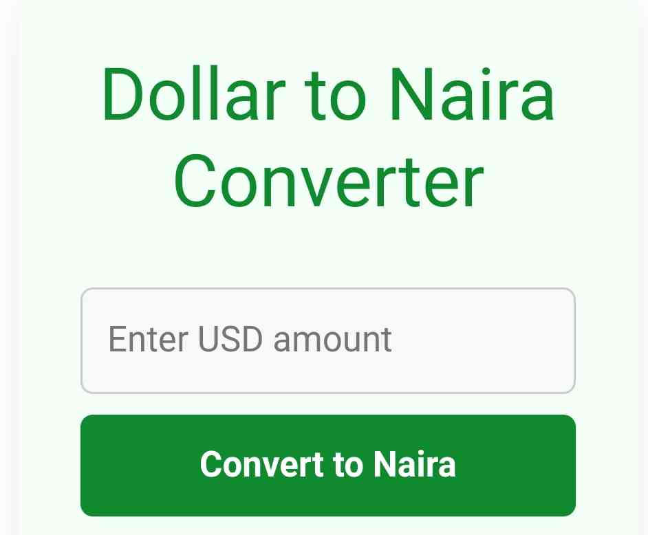 Screenshot of bankibusiness dollar to naira calculator 