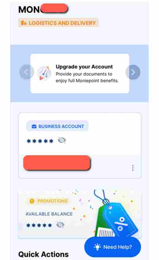Moniepoint Business App screen showing account selection after successful login, where users choose their business account.